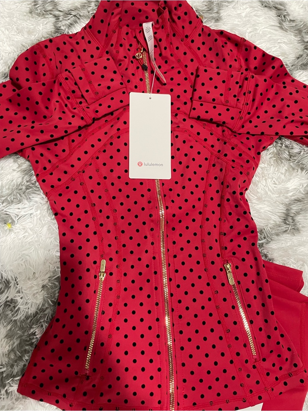 lululemon athletica Red Polka Dot Cropped Jacket with Solid Red Cropped Pants - Picture 2 of 2
